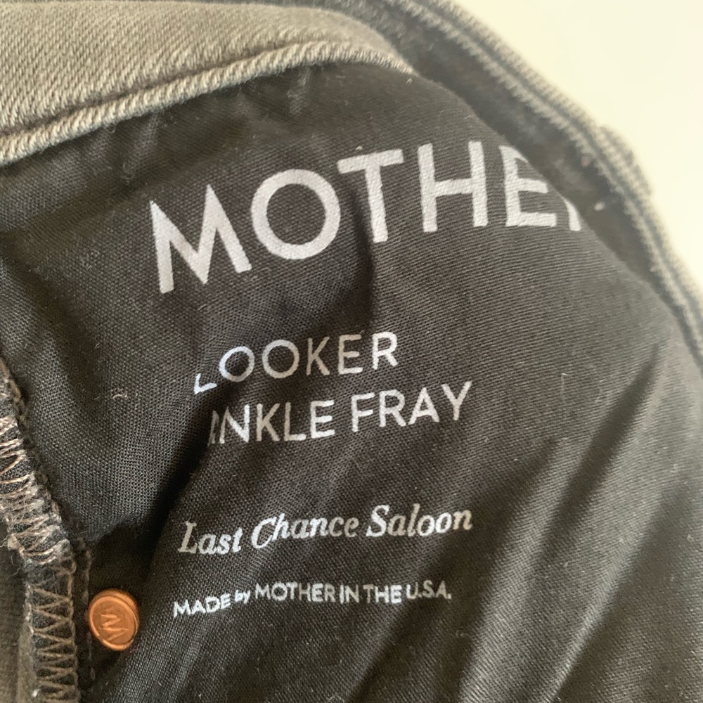 Mother Denim Gray Looker Ankle Fray in Last Chance Saloon Distressed Skinny Jean - Picture 10 of 12